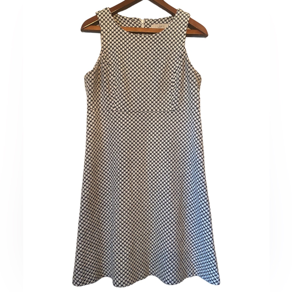 Loft Black And White Sleeveless A Line Dress